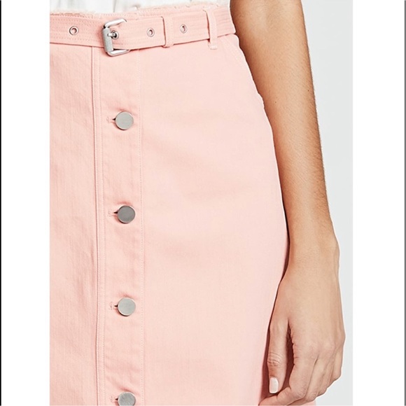 Elizabeth and James Peach Salmon Light Pink Merrit Button Front Midi Skirt - Picture 2 of 9